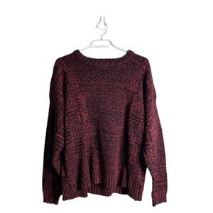 John Ashford Pink Vintage Marled Knit Crewneck Sweater